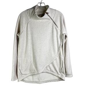 Athleta Cozy Karma Asym Pullover Sweater Womens‎ M Cream Heather Sporty Yoga